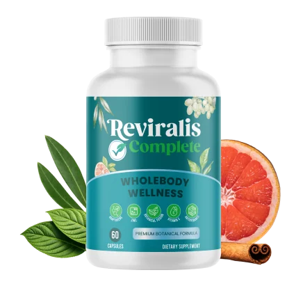 Reviralis Complete dietary supplement bottle with botanical illustration